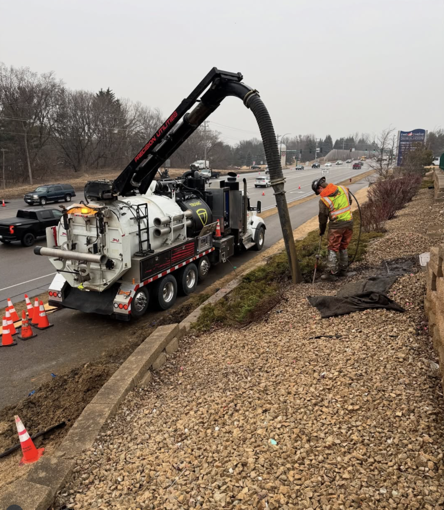 Hydrovac truck at work